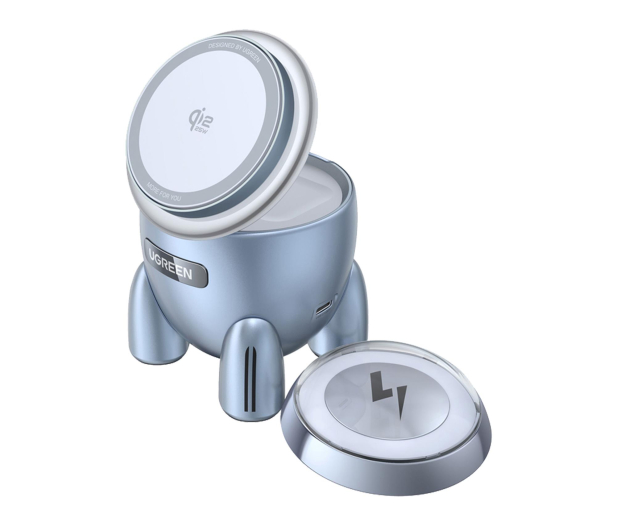 UGREEN Ładowarka indukcyjna 2w1 W713 MagFlowQi2 25W szara - 1416994 - zdjęcie 2